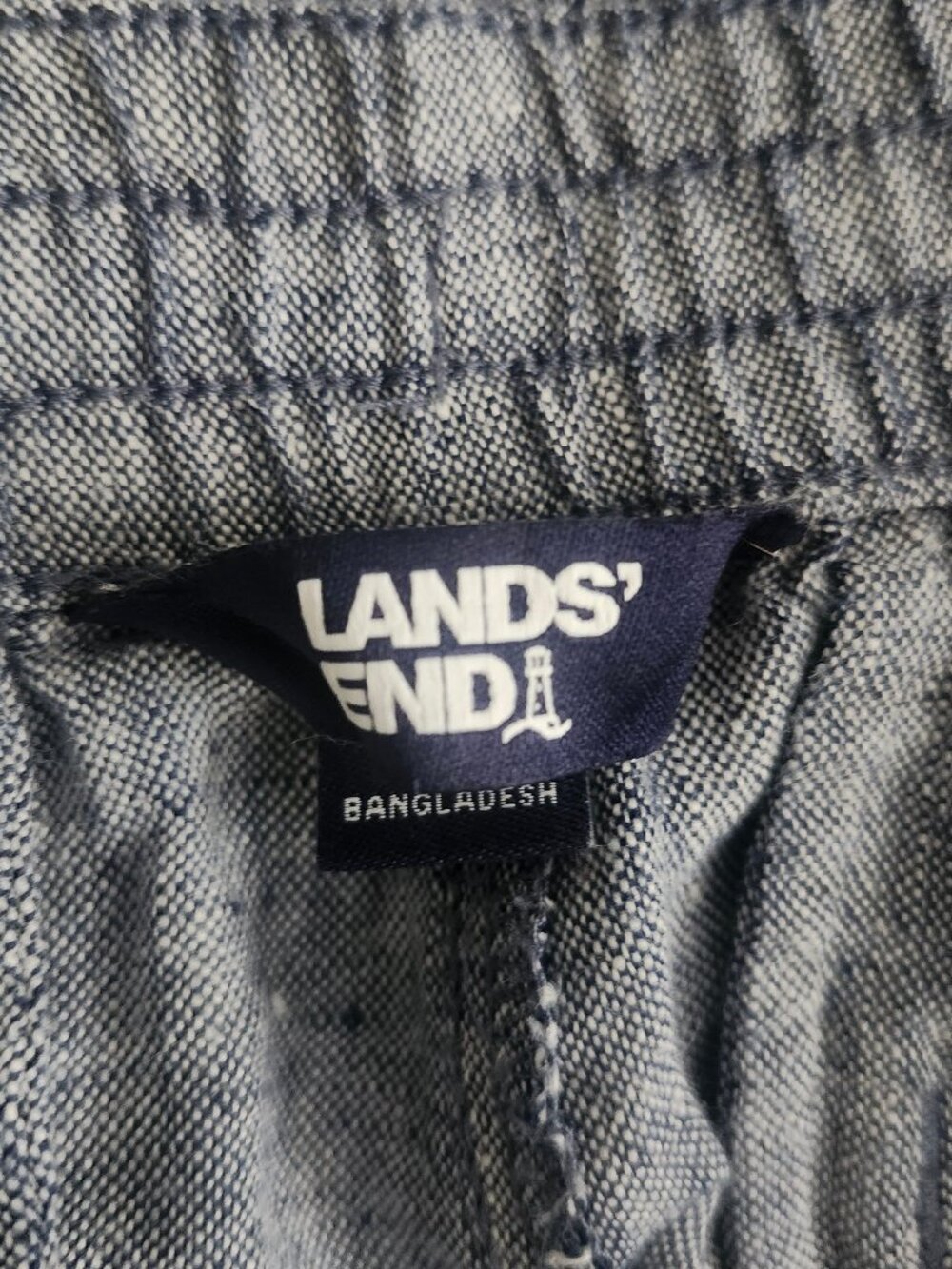 LANDS' END Cross-Dyed 100% Linen Drawstring Casual Blue Shorts 14 - Picture 6 of 8